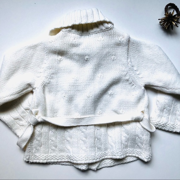 Oshkosh Shawl Collar White Belted Cardigan - Girls 2T - Picture 7 of 9